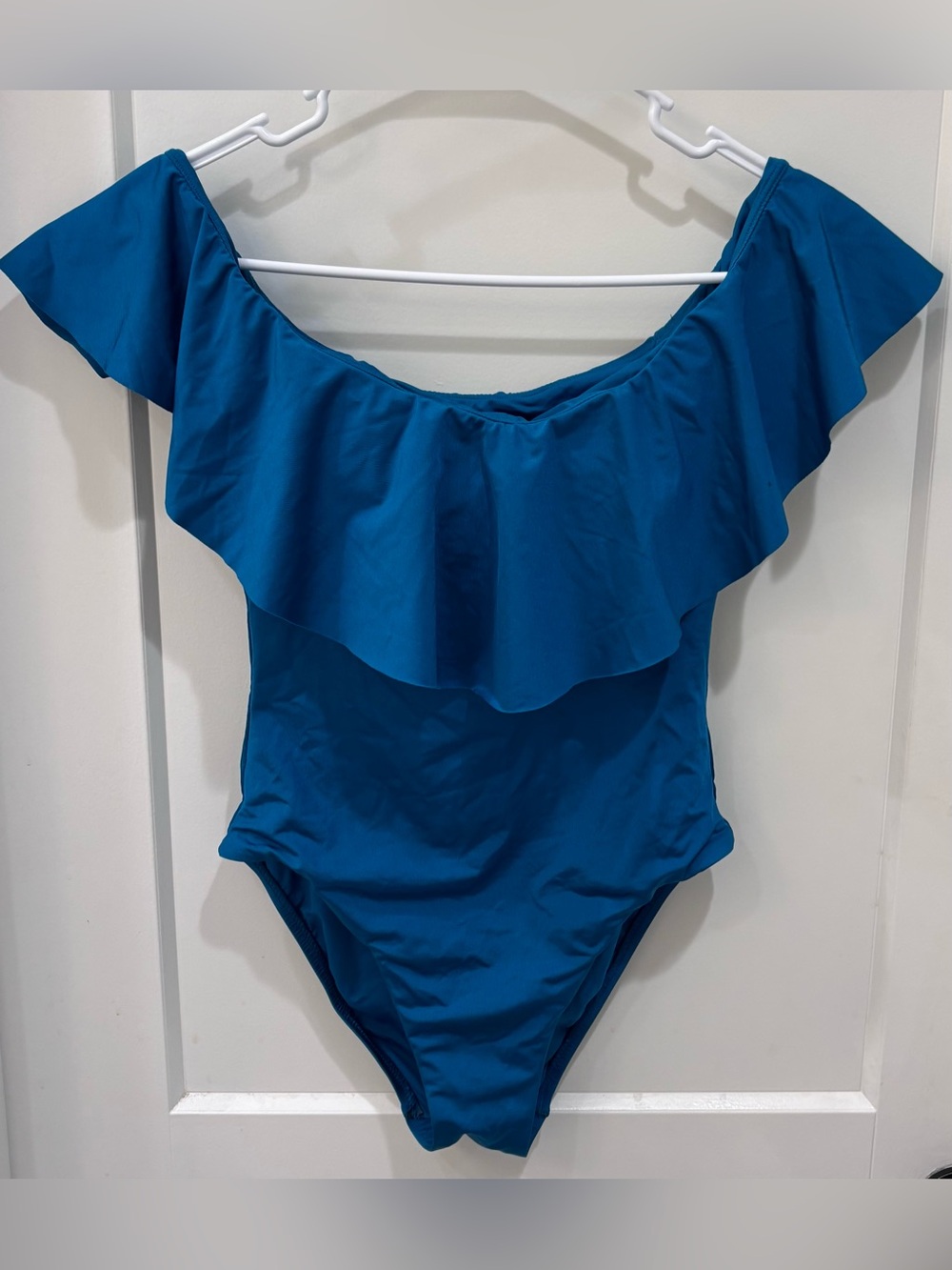 Price for 2 Trina Turk Off-Shoulder Swimsuit in Teal Blue & Navy. Both Size 4